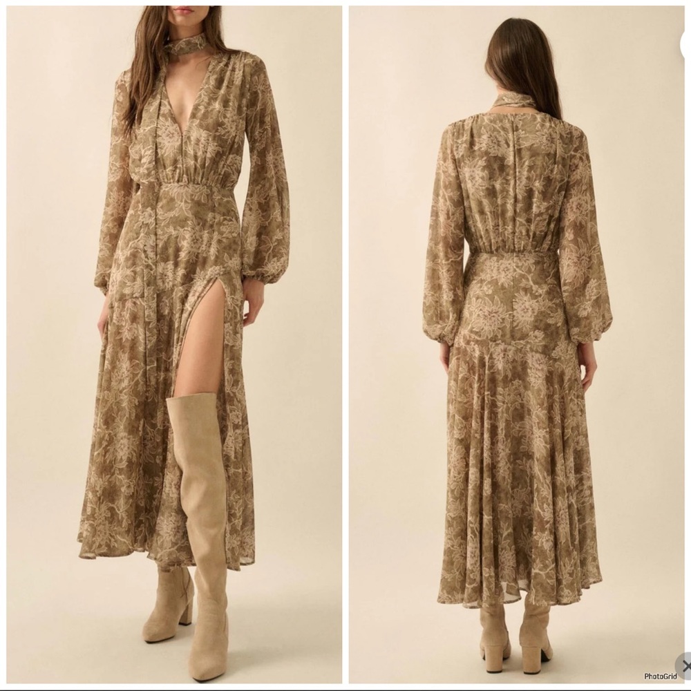 Promesa Treasured Beauty Floral Chiffon V-Neck
Maxi Dress Women’s Sz S